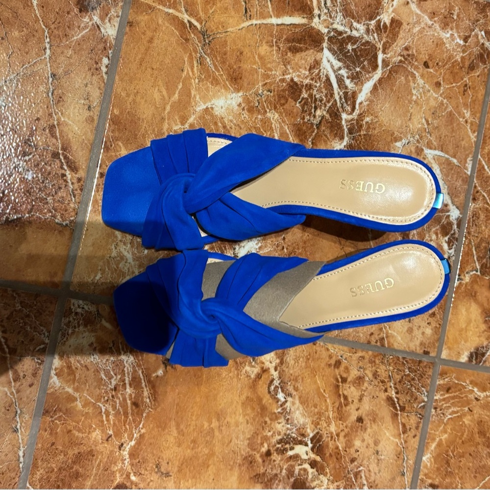 Guess royal Blue Mules with Open Back and Pointed Toe
